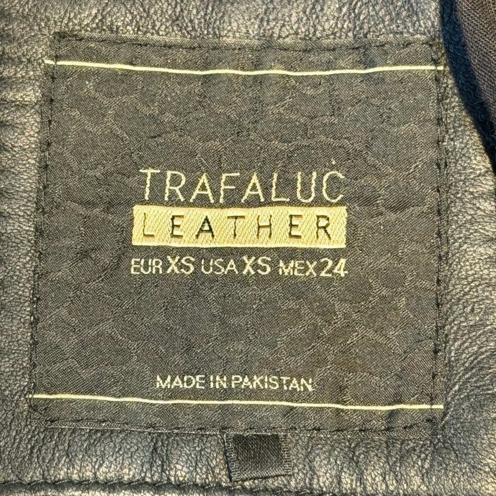 Zara Trafaluc Genuine Leather Moto Motorcycle Zipper Jacket Sz XS - Picture 14 of 17
